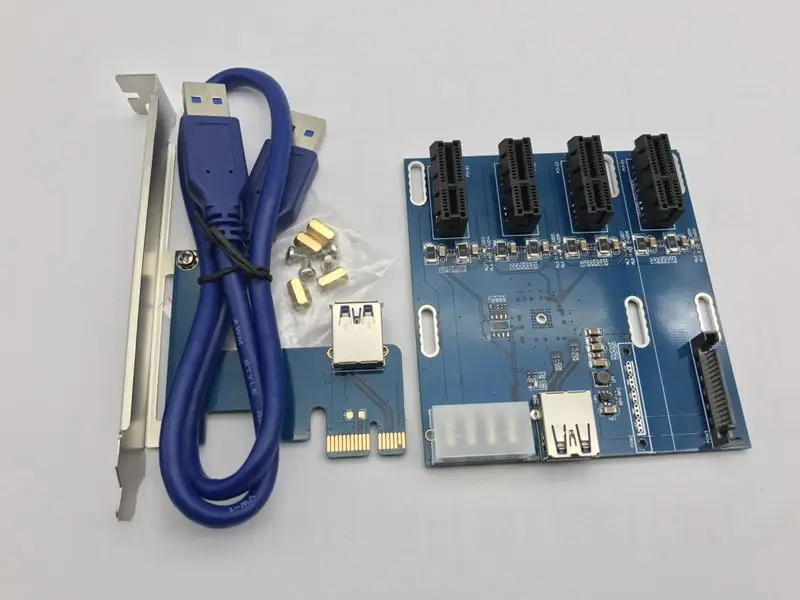 Новый Синий PCIe от 1 до 4 PCI express 1X слоты Райзер карта Mini ITX к внешнему слота e адаптер