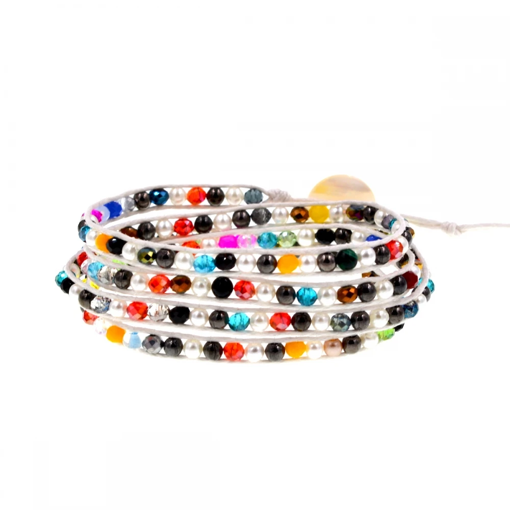 Фото Разноцветный браслет с кристаллами 4 мм круглых браслета-манжеты для женщин