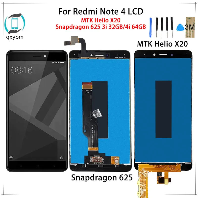 Для Xiaomi для Redmi Note 4 Snapdragon 625 MTK Helio X20 ЖК дисплей дигитайзер сборка запасные части