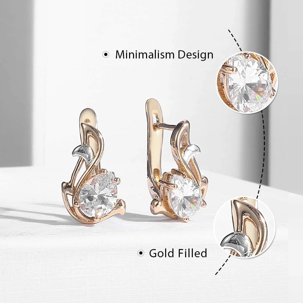 Davieslee 5Pcs/Set Teardrop Leaf Paved CZ Earrings for Women Cubic Zirconia 585 Rose Gold Filled Womens Elegant Earrings DGEF02
