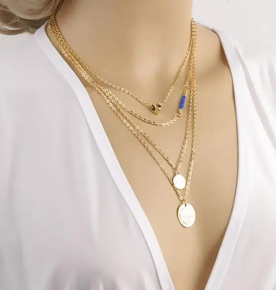 Лидер продаж 2018 модная цепочка из цинкового сплава 4-слойное ожерелье