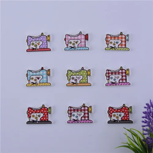 Sewing machine 50 шт смешанные животные 2 отверстия кошка собака девочка кролик деревянные пуговицы для поделок DIY Детские аксессуары для шитья одежды скрапбук поставки - Цвет: Sewing machine