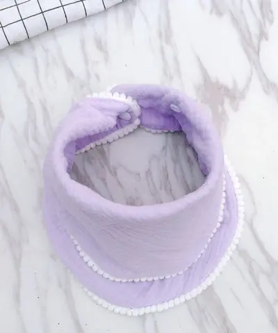 light purple 6 Bibdanna | хлопковый муслиновый нагрудник | помпон Bibdanna | потертый шик | девочка | Пол нейтральный - Цвет: light purple 6