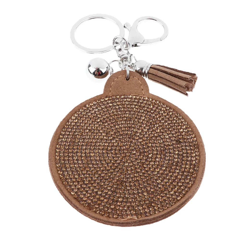 Woman Charm Key Chain Shape Round Crystal Keychain Tassel Mirror Grey | Украшения и аксессуары