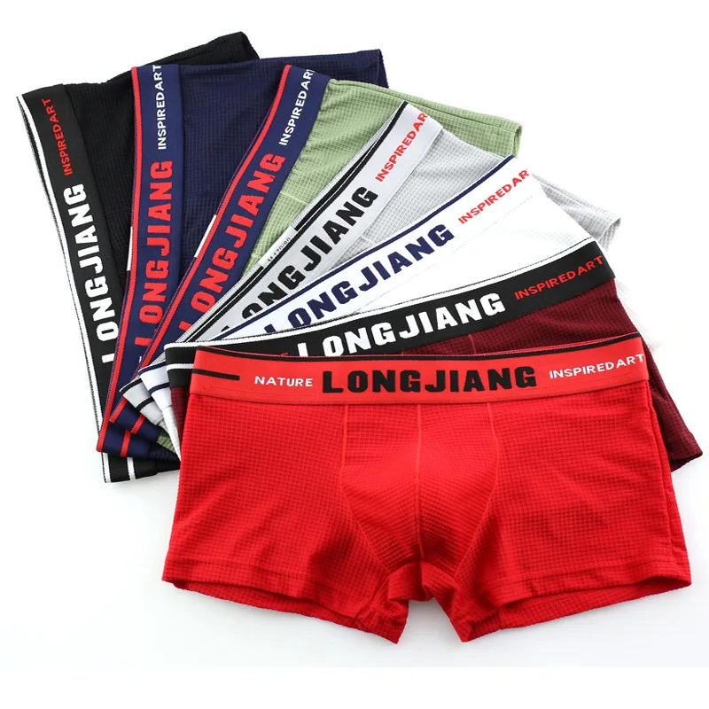 7 Pcs/pack Mens Underwear Lingerie Breathable Mens Boxer Shorts Sexy U Bulge Pouch Trunks Underpants Solid Males Cueca Knickers