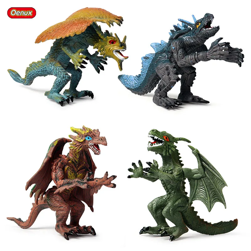 4PCS Oenux достаринный дикарь Юрского Периода Динозавры фигурки T-Rex pterodacktyl Велоцираптор Модель Фигурки Коллекция детская игрушка - Цвет: 4PCS