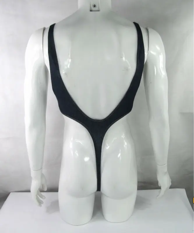 Мужские стринги боди стрейч с высоким вырезом глубоким U образным джинсовая