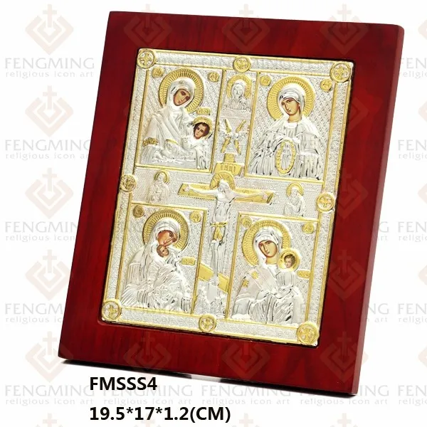 Иконы четырех богородиц крест распятие деревянный Византийский стиль