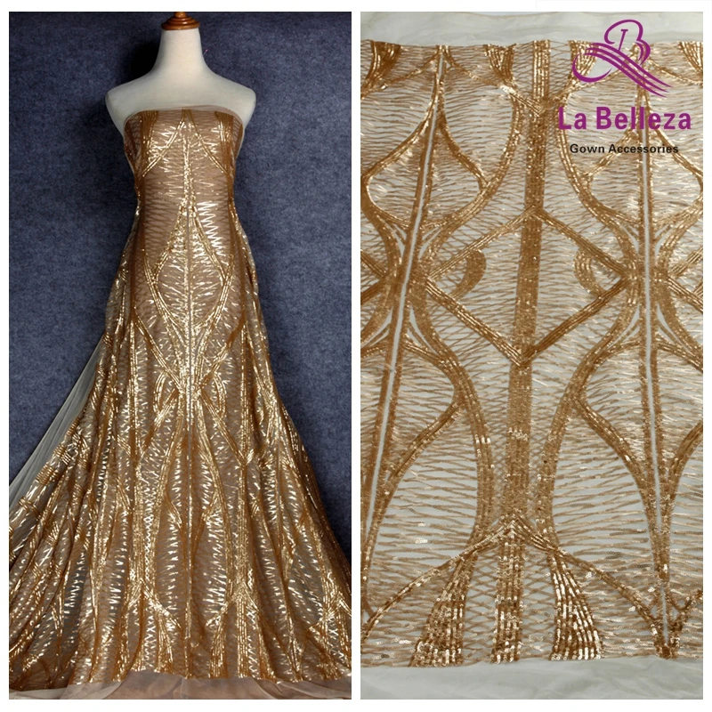 La Belleza 1 ярд Новый черный/белый/матовый золотой блестки на сетчатая Кружевная