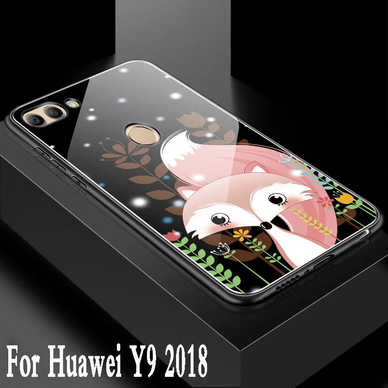 Для huawei y9 2018 чехол наслаждаться 8 plus Роскошные закаленное Стекло Мультфильм