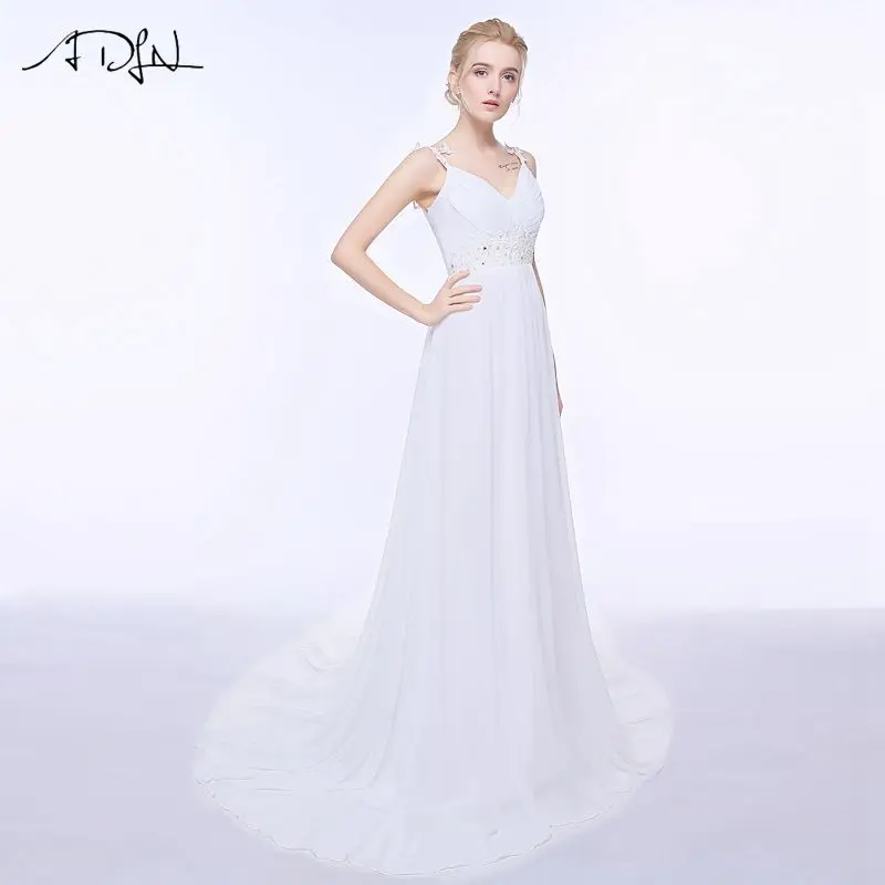 ADLN пляжное свадебное платье vestido de noiva размера плюс шифоновые Свадебные платья на бретельках Свадебные платья