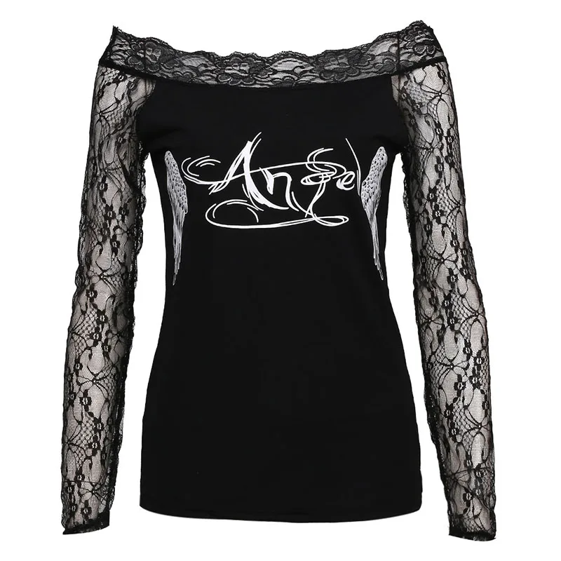 Ladys Long Sleeve Prints Shirt Casual Lace Blouse Loose Cotton Tops | Женская одежда