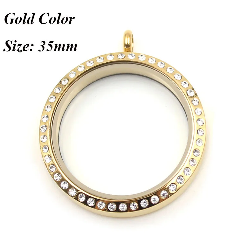 20 мм 25 мм 30 мм 35 мм Золотой Винт Топ 316L неоднородная нержавеющая сталь медальон с хрустальный медальон кулон - Окраска металла: 35mm