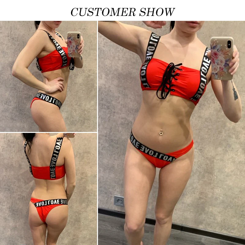 In-X Strappy sexy bikini 2019 Lace up sports swimwear women bathers Thong High cut swimsuit female Push Bathing suit |