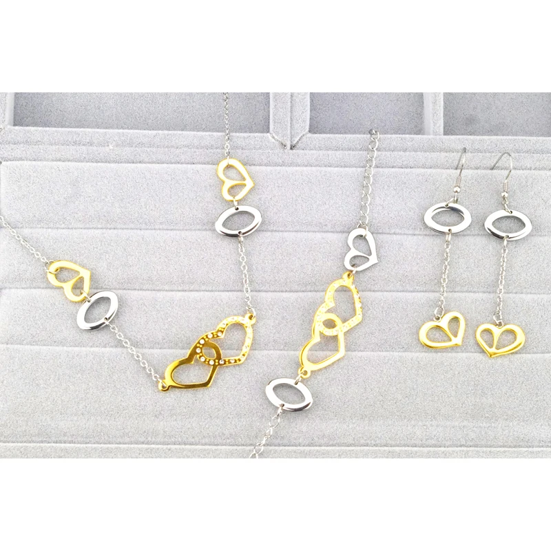 Аксессуары набор ювелирных изделий для женщин и девушек с двойным сердцем
