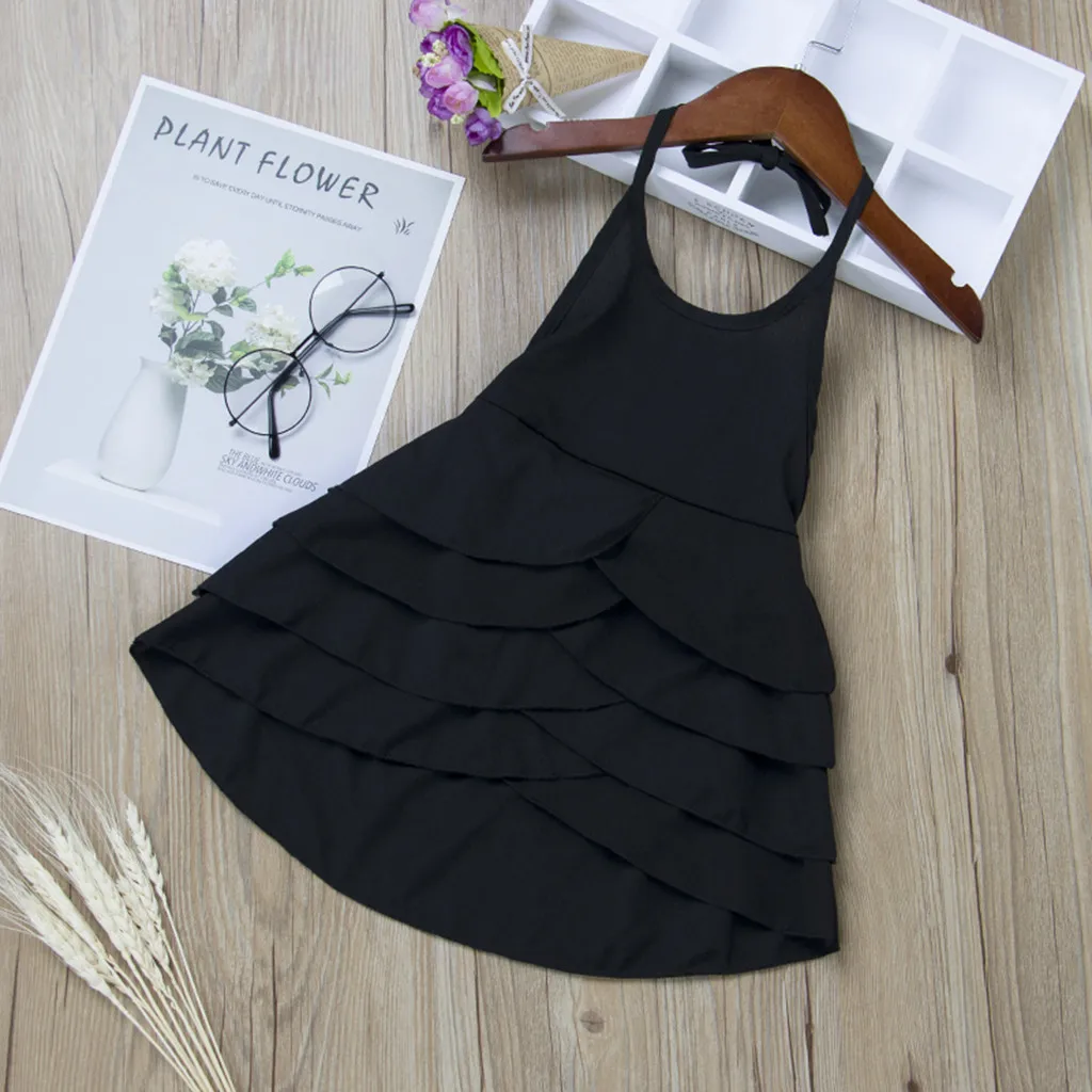 Платье для девочек Детские платья vestido летнее однотонное платье без рукавов с