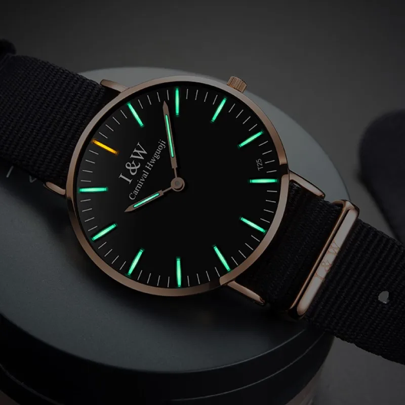 Модные ультратонкие дизайнерские часы 6 мм мужские кварцевые CARNIVAL High end