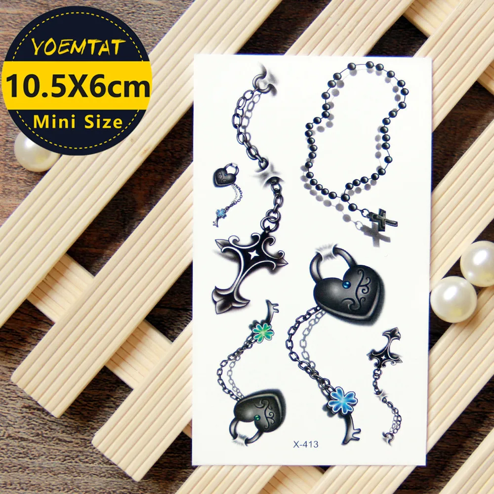 Водостойкие временные тату наклейки 10 5*6 см 3D Молитвенные Четки tattoo|waterproof temporary