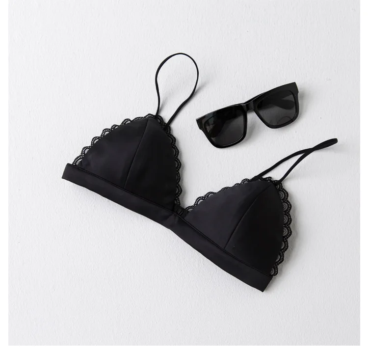 869lace black Бюстгальтер без косточек с ремешками, бюстгальтер, беспроводной бюстгальтер, треугольный бюстгальтер, сексуальный бикини, нижнее белье, конечный укороченный топ, эластичная лента, без пряжки - Цвет: 869lace black