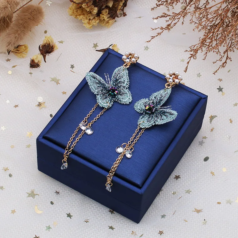 Серьги подвески LUBOV с кристаллами длинные висячие украшения золотого цвета в