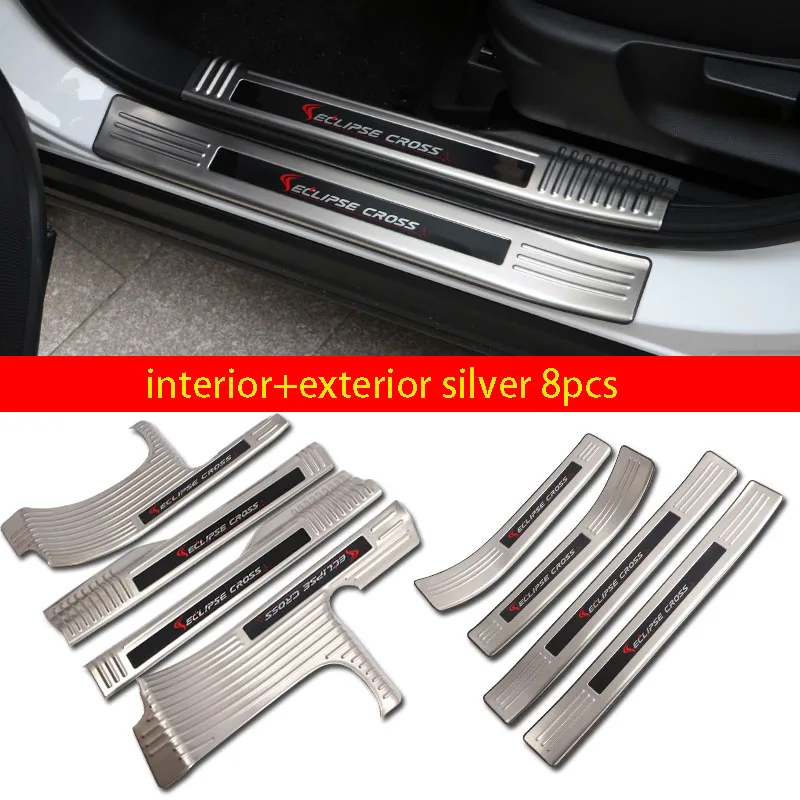 silver 8pcs Порог Добро пожаловать защита педали пластина Внешняя дверь педаль украшения автомобильные аксессуары для Mitsubishi ECLIPSE CROSS - Цвет: silver 8pcs