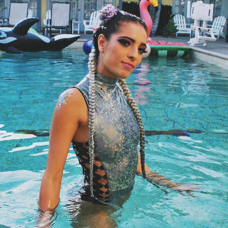 Женский голографический комбинезон со стоячим вырезом музыкальный фестивальный