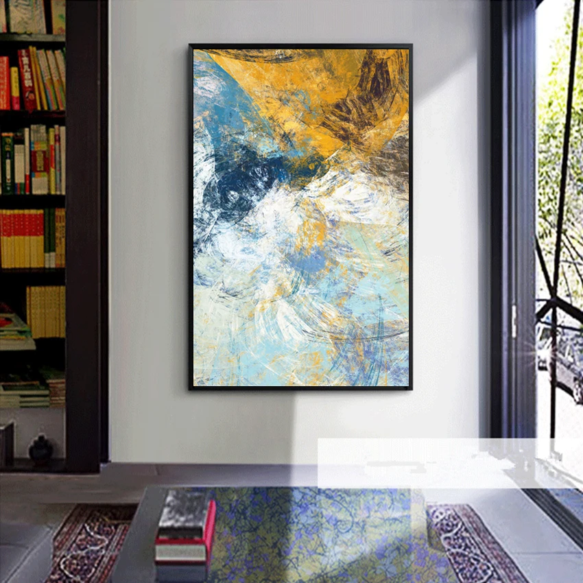 Современная абстрактная картина маслом в стиле ар деко на холсте Настенная для