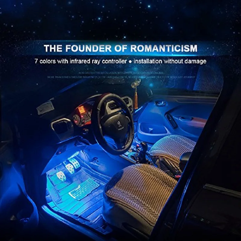 Автомобильная атмосферная лампа с дистанционным управлением RGB светодиодная
