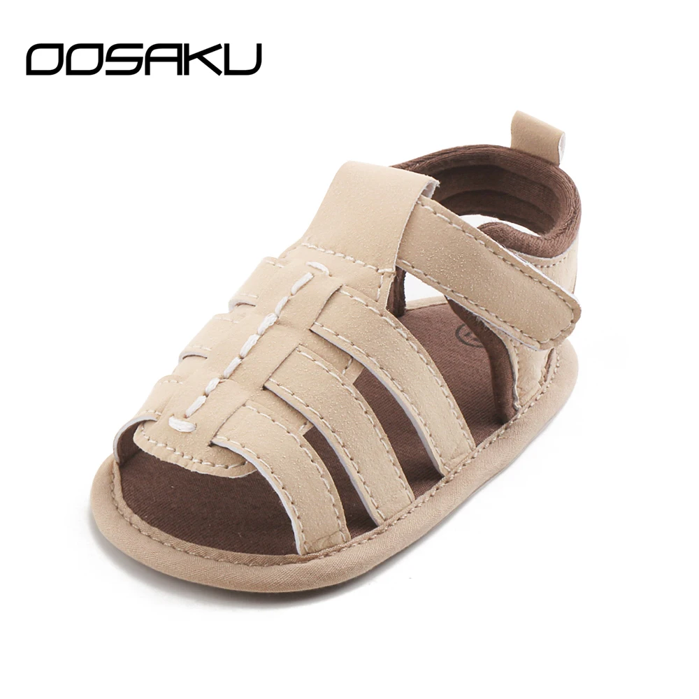 Новые летние обувь для мальчика Hook & Loop кожаные хлопковая ткань мягкая подошва