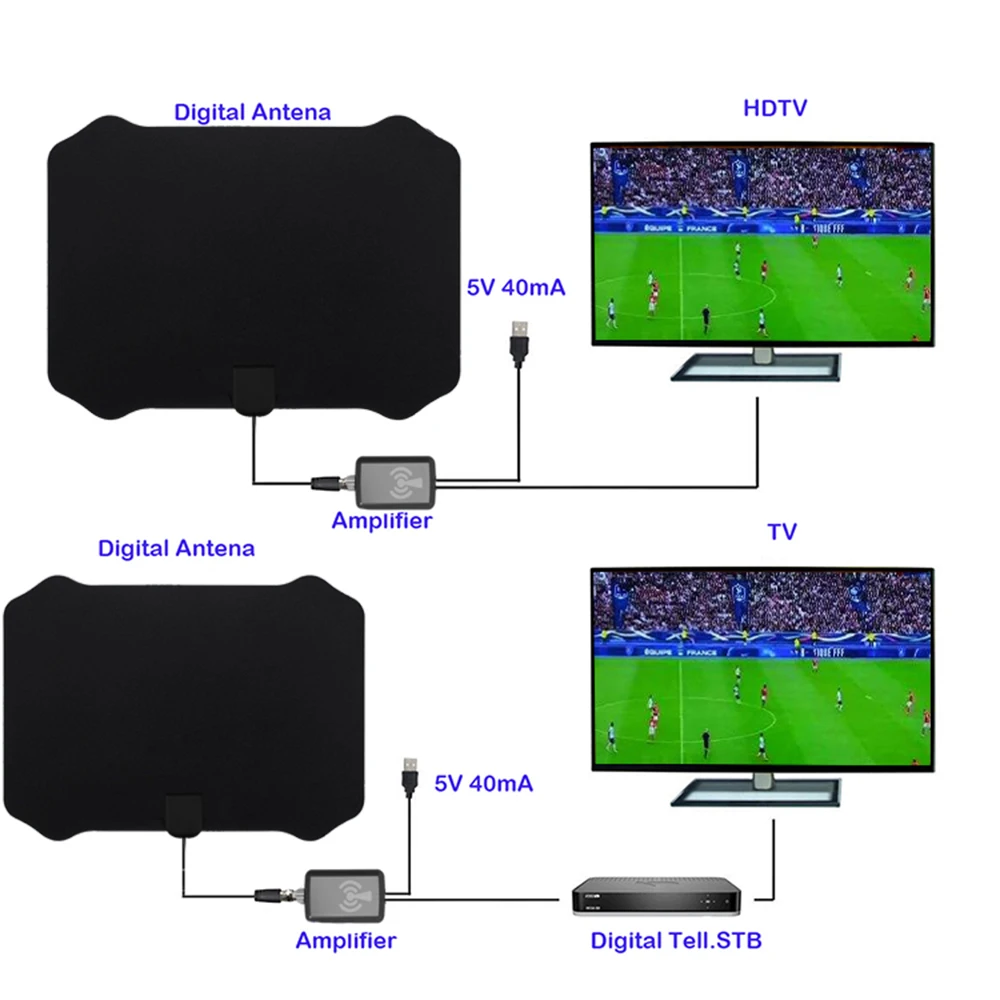 120 миль ТВ антенны цифровой HDTV комнатная антенна с усилителем усилитель сигнала