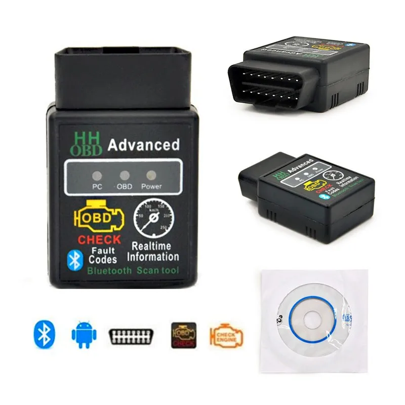 Для Android/BlackBerry/IOS/оконные рамы мини ELM327 HHOBD HH OBD Bluetooth OBD2 V2.1 черный умный