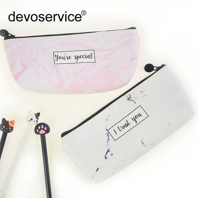 1 шт. пенал с мраморным узором вместительный чехол из искусственной кожи школьный