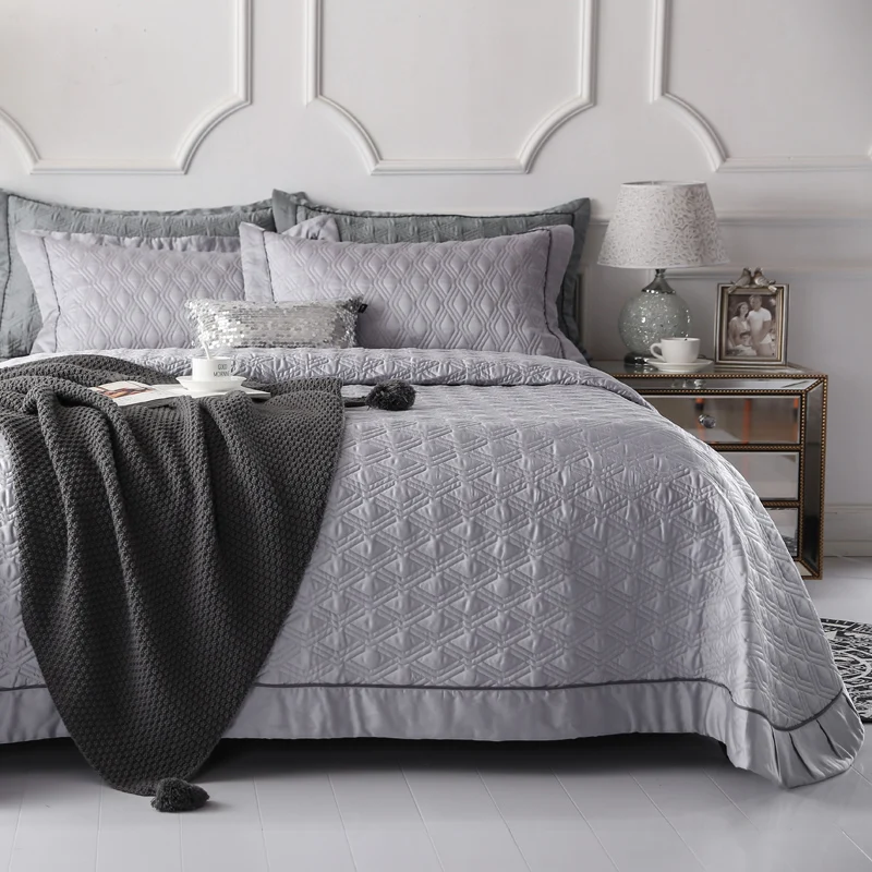 Роскошное хлопковое стеганое покрывало из 100% Tencel серого синего фиолетового