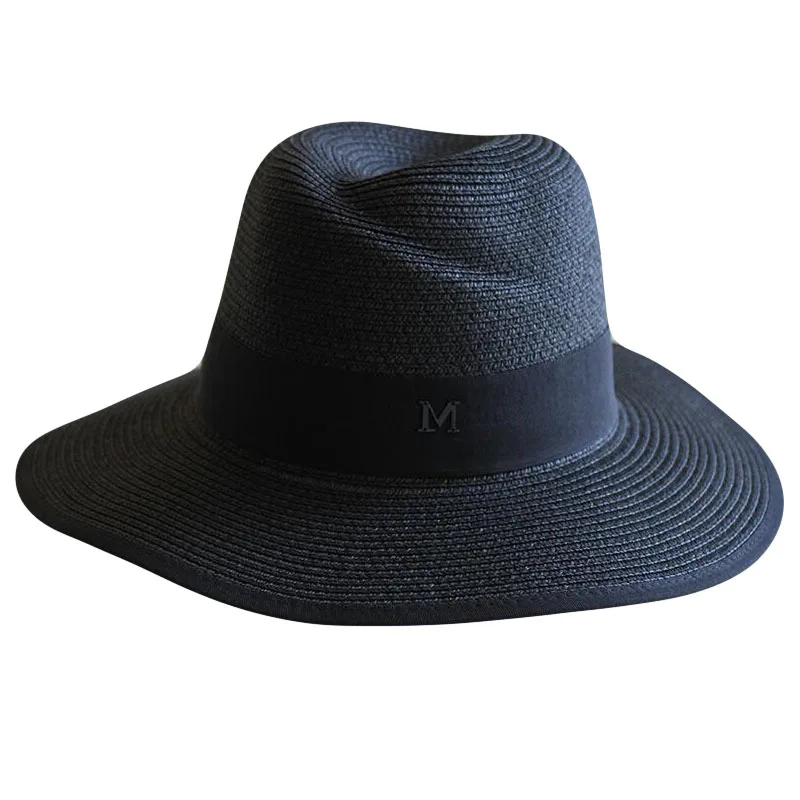 Шляпа женская Соломенная с широкими полями и надписью M Пляжная Панама защитой от