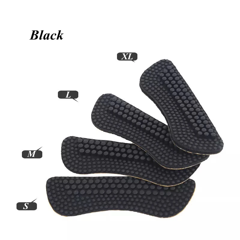 Black-L 1 пара новых массажных силиконовых вкладышей, модные мягкие липкие силикагелевые тканевые накладки для обуви, накладки на заднюю пятку, Черные стельки - Цвет: Black-L