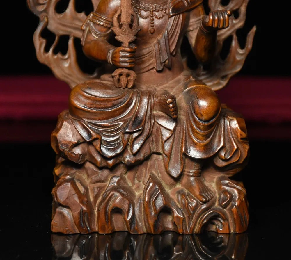 Рождество Китай Boxwood деревянный резной Fudo Myo o / Acalanatha протектор божество статуя