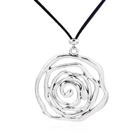 1pcs large largenlook swirl amulet pendant long faux suede velvet leather cord necklace collier jewellry bijoux