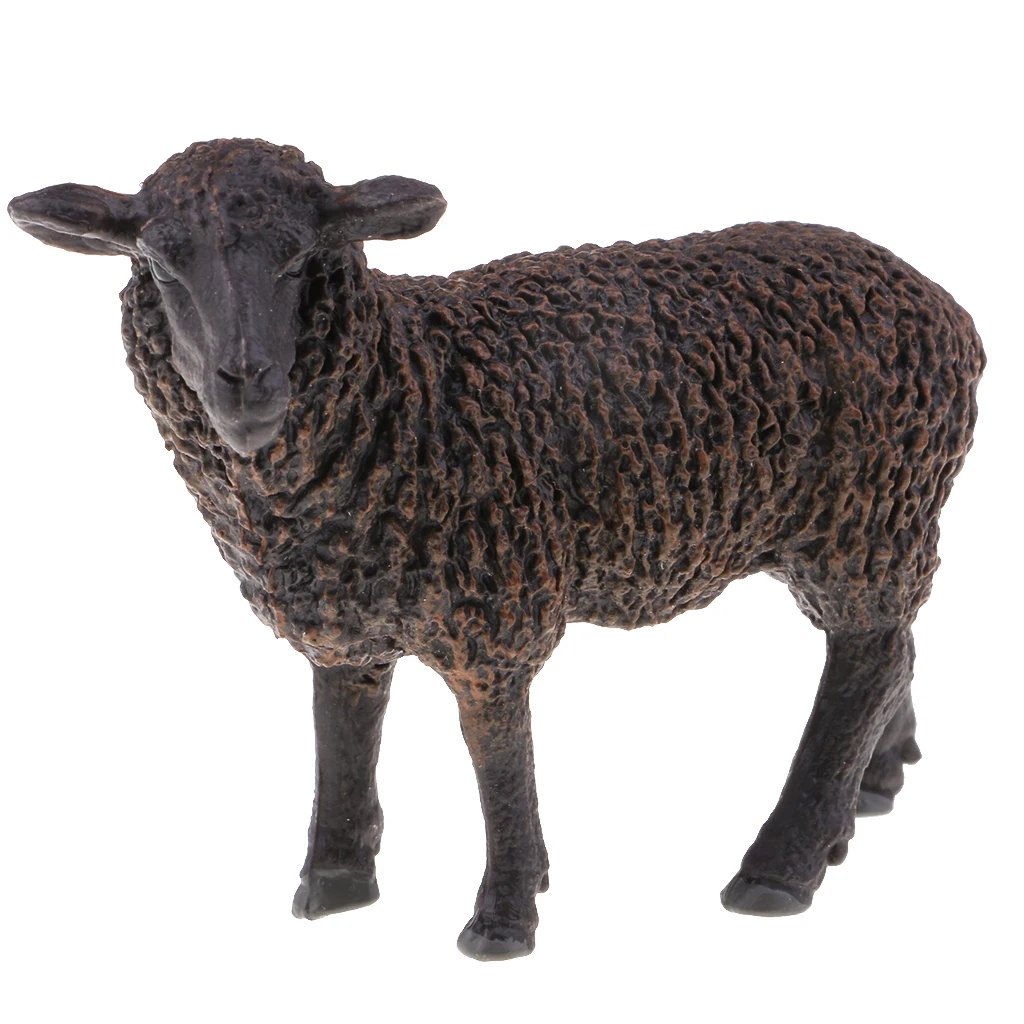 Female Black Sheep Пластиковая модель животного на ферме Статуэтка овечка Коза миниатюрное украшение дома - Цвет: Female Black Sheep