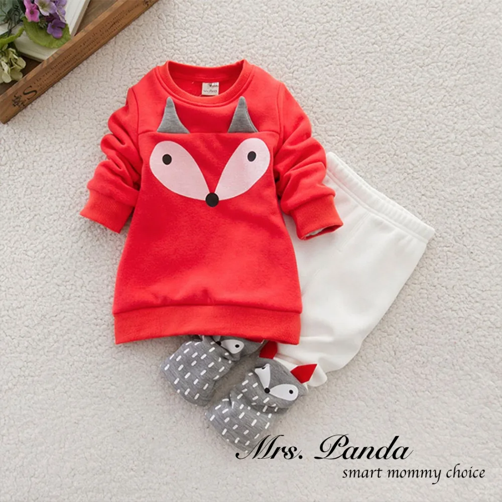 Розничная 2017 Зима стиль Сгущает Одежда устанавливает Red Fox 2 шт. (С Длинными