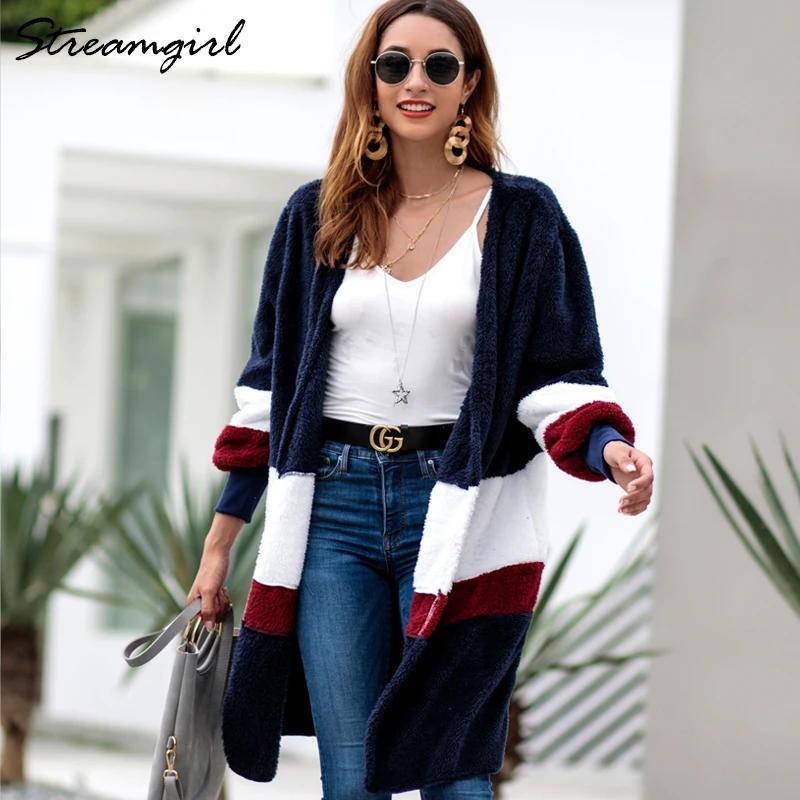 Long Cardigan Female Coat Autumn 2018 Women's Outwear Fluffy Women Sleeve Cardigans For Winter |