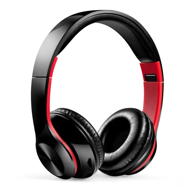 Headphones-Red Беспроводные наушники Bluetooth V5.0 складывающиеся наушники с встроенным микрофоном Поддержка TF, FM, Aux гарнитуры для ПК/сотовых телефонов/ТВ - Цвет: Headphones-Red