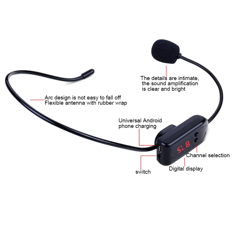 FM беспроводной микрофон наушники с мегафоном радио для туристического гида