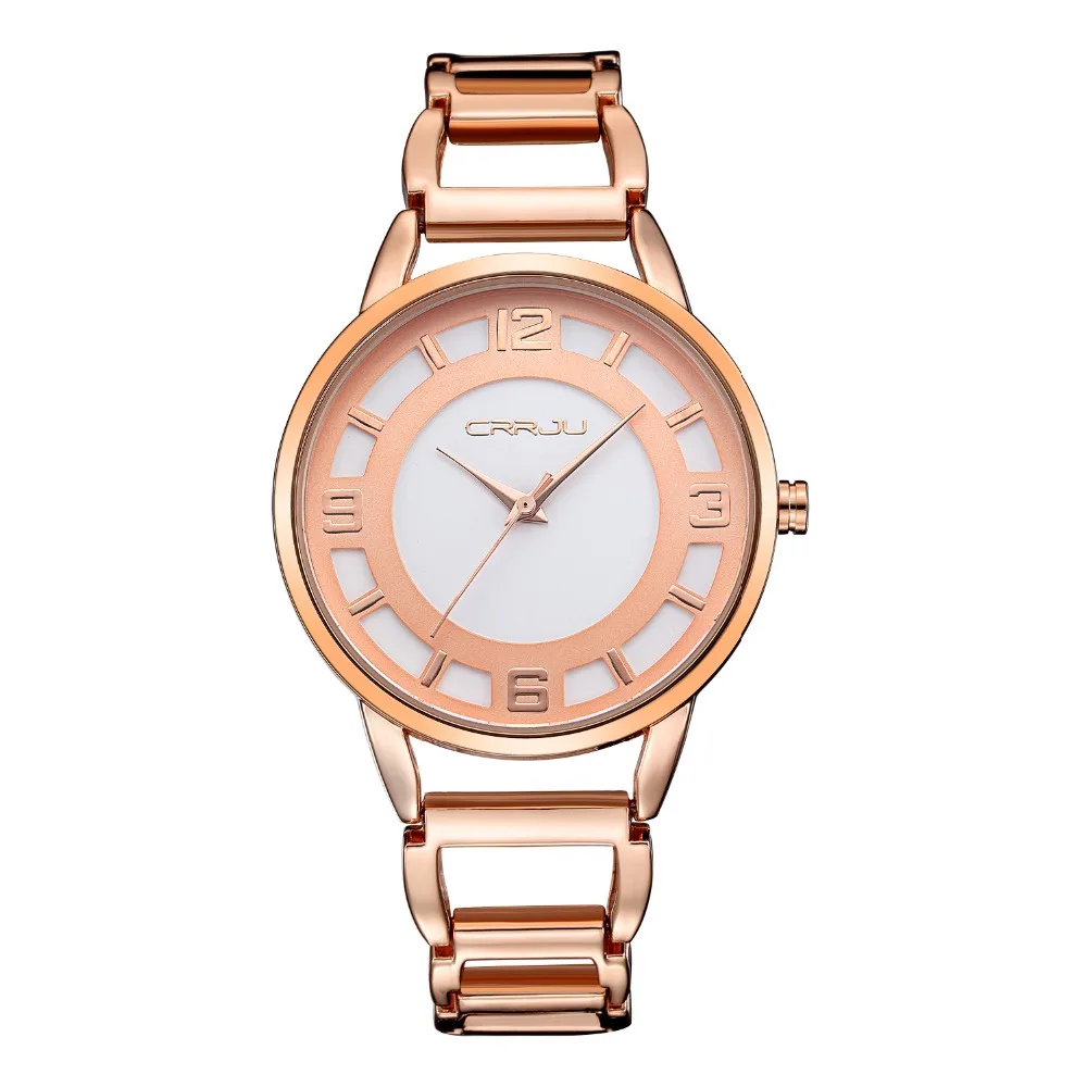 Бренд Класса Люкс Розовое Золото смотреть Полный нержавеющей стали женщины Моды