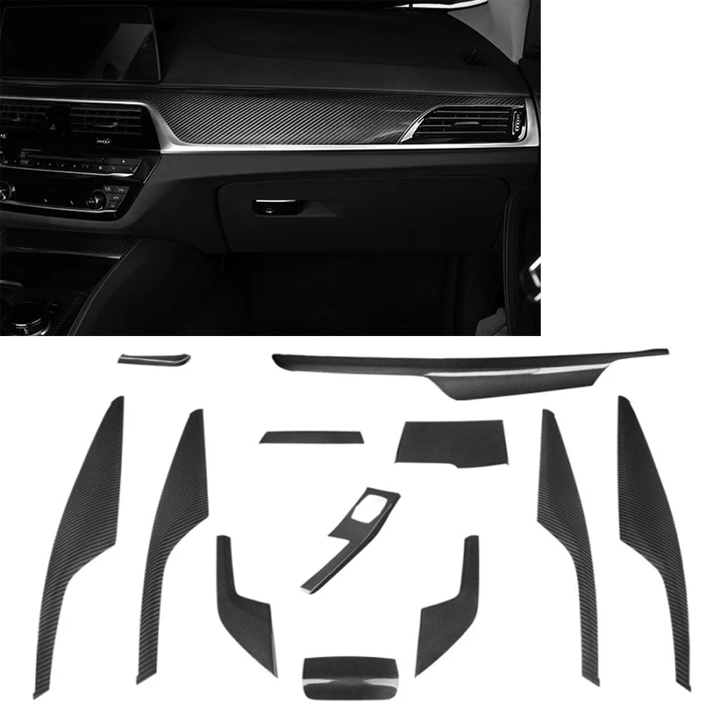 12pcs 100% Real Carbon Fiber Interior Trim for BMW 5 series G30 G38 520i 2017-19 Gear Shift cover air vent frame | Автомобили и