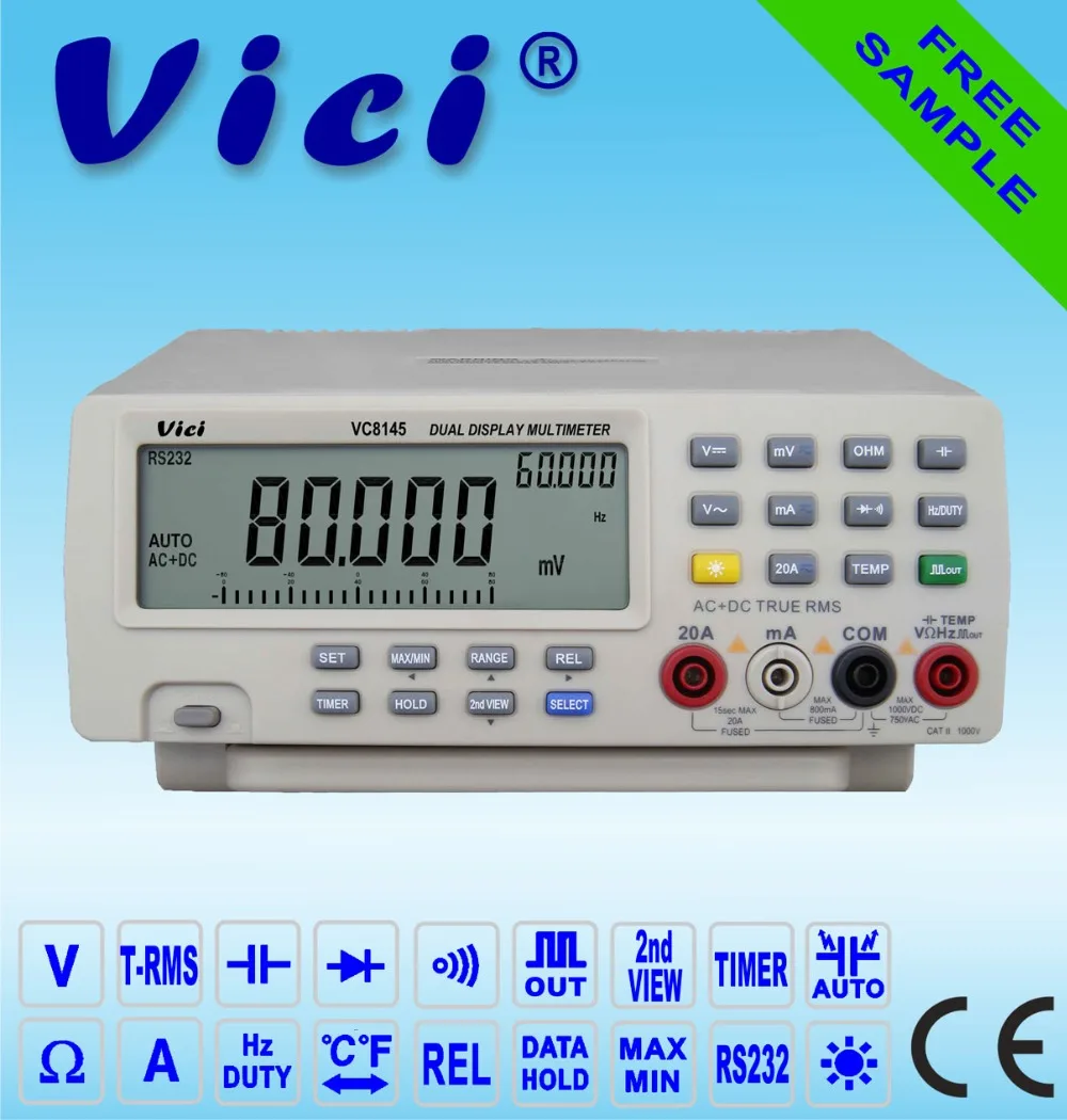 VC8145 VC8045 настольный мультиметр 1000 В 20A Цифровой мультиметр автоматический диапазон Multimetro Цифровой вольтметр Ом DCV/ACV/DCA/ACA