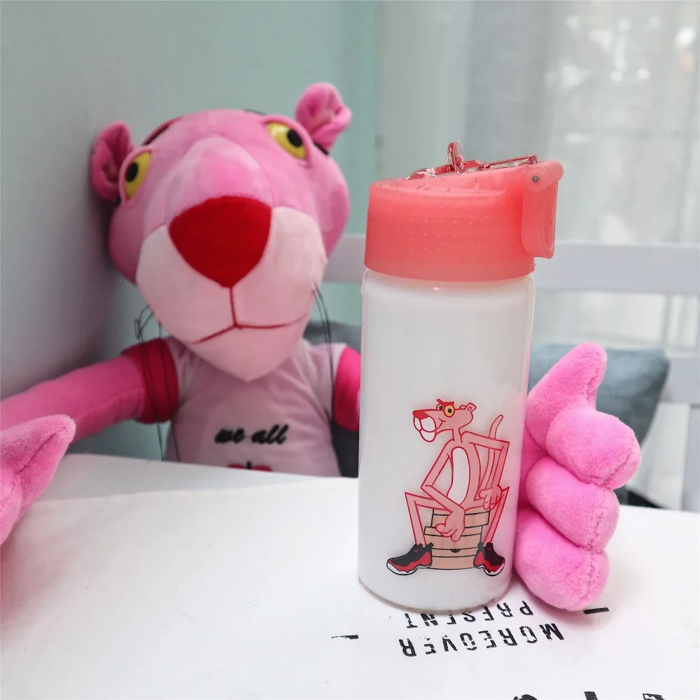 Милая Розовая пантера портативная Спортивная стеклянная бутылка для воды с