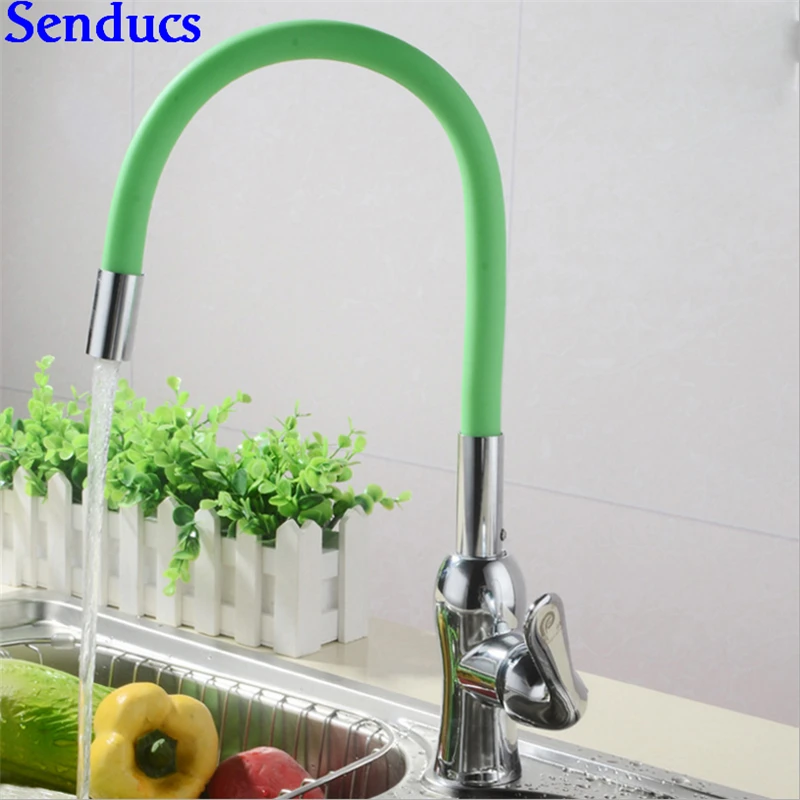 green Senducs черный кухонный смеситель кран с универсальная трубка кран и смеситель для кухонной раковины высокого качества Твердый латунный кухонный смеситель для воды - Цвет: green