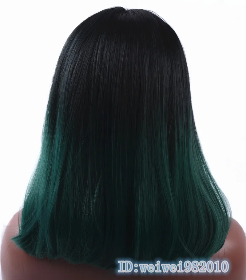 Ombre парик Леди синтез Фронта Шнурка Темно синий с темные корни Парики Моды