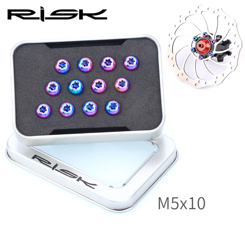 RISK 12 шт. M5 * 10 мм крепежные болты для велосипедного диска и ротора TC4 титановый