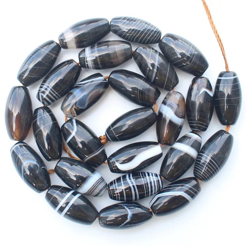 Black stripe ag 6-30mm Oval beads 15inch per strand, For DIY Jewelry Making, pendant,necklace - Цвет: 8x16mm  24psc